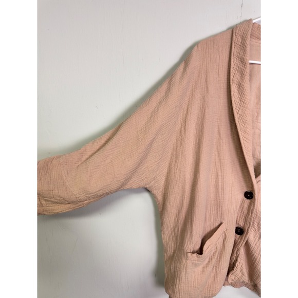 Free People Weekend Dolman Blazer 100% Muslin Cotton Boho Casual Office Sz Med - Picture 3 of 7